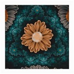 Beautiful Paradise Chrysanthemum of Orange and Aqua Medium Glasses Cloth (2-Side) Front