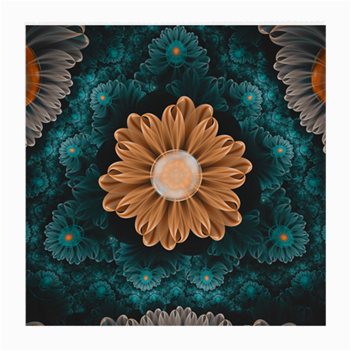 Beautiful Paradise Chrysanthemum of Orange and Aqua Medium Glasses Cloth (2-Side)