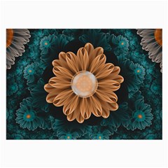 Beautiful Paradise Chrysanthemum of Orange and Aqua Large Glasses Cloth (2-Side)