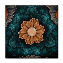 Beautiful Paradise Chrysanthemum of Orange and Aqua Face Towel