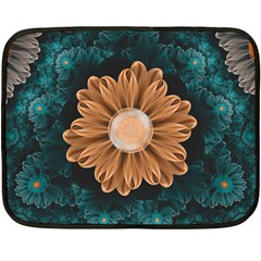 Beautiful Paradise Chrysanthemum of Orange and Aqua Double Sided Fleece Blanket (Mini) 