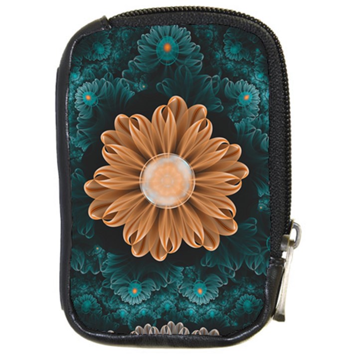 Beautiful Paradise Chrysanthemum of Orange and Aqua Compact Camera Cases