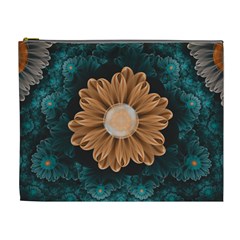 Beautiful Paradise Chrysanthemum of Orange and Aqua Cosmetic Bag (XL)