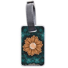 Beautiful Paradise Chrysanthemum of Orange and Aqua Luggage Tags (One Side) 