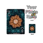 Beautiful Paradise Chrysanthemum of Orange and Aqua Playing Cards 54 (Mini)  Front - Spade2