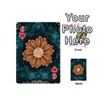 Beautiful Paradise Chrysanthemum of Orange and Aqua Playing Cards 54 (Mini)  Front - Heart6