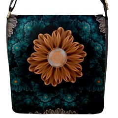 Beautiful Paradise Chrysanthemum of Orange and Aqua Flap Messenger Bag (S)