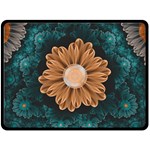 Beautiful Paradise Chrysanthemum of Orange and Aqua Double Sided Fleece Blanket (Large)  80 x60  Blanket Front