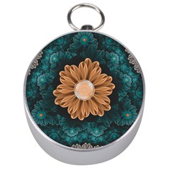 Beautiful Paradise Chrysanthemum of Orange and Aqua Silver Compasses