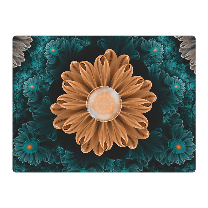 Beautiful Paradise Chrysanthemum of Orange and Aqua Double Sided Flano Blanket (Mini) 