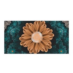 Beautiful Paradise Chrysanthemum of Orange and Aqua Satin Wrap