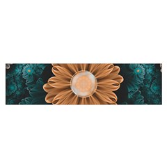 Beautiful Paradise Chrysanthemum of Orange and Aqua Satin Scarf (Oblong)