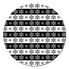 Snowflakes - Christmas Pattern Magnet 5  (round) by Valentinaart