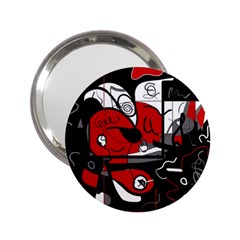 Red Black And White Abstraction 2 25  Handbag Mirrors by Valentinaart