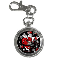 Red Black And White Abstraction Key Chain Watches by Valentinaart