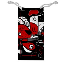 Red Black And White Abstraction Jewelry Bag