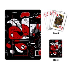 Red Black And White Abstraction Playing Card by Valentinaart