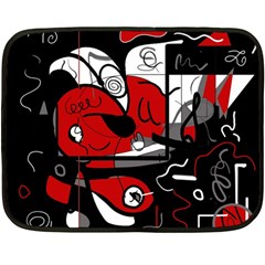 Red Black And White Abstraction Double Sided Fleece Blanket (mini)  by Valentinaart