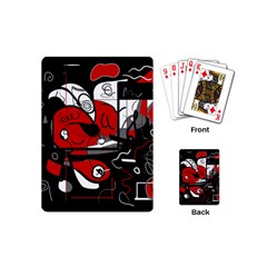 Red Black And White Abstraction Playing Cards (mini)  by Valentinaart