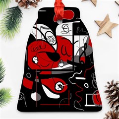 Red Black And White Abstraction Ornament (bell) by Valentinaart