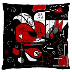 Red Black And White Abstraction Large Cushion Case (one Side) by Valentinaart