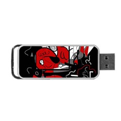 Red Black And White Abstraction Portable Usb Flash (two Sides) by Valentinaart