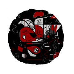 Red Black And White Abstraction Standard 15  Premium Flano Round Cushions by Valentinaart