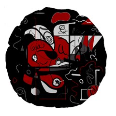 Red Black And White Abstraction Large 18  Premium Flano Round Cushions by Valentinaart