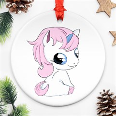 Baby Unicorn Ornament (round) by Valentinaart