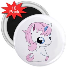 Baby Unicorn 3  Magnets (10 Pack)  by Valentinaart