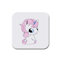 Baby Unicorn Rubber Square Coaster (4 Pack)  by Valentinaart