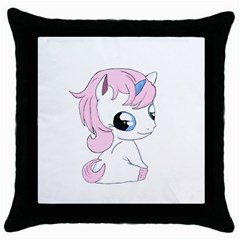 Baby Unicorn Throw Pillow Case (black) by Valentinaart