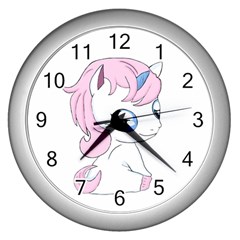 Baby Unicorn Wall Clocks (silver)  by Valentinaart