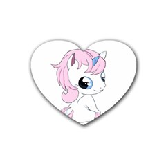 Baby Unicorn Rubber Coaster (heart)  by Valentinaart