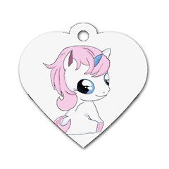 Baby Unicorn Dog Tag Heart (one Side) by Valentinaart