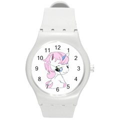 Baby Unicorn Round Plastic Sport Watch (m) by Valentinaart