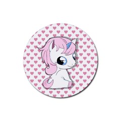 Baby Unicorn Rubber Round Coaster (4 Pack)  by Valentinaart