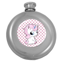 Baby Unicorn Round Hip Flask (5 Oz) by Valentinaart