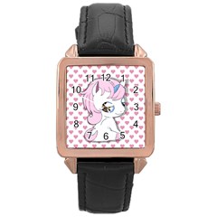 Baby Unicorn Rose Gold Leather Watch  by Valentinaart