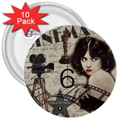 Vintage Cinema 3  Buttons (10 Pack)  by Valentinaart