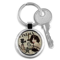 Vintage Cinema Key Chains (round)  by Valentinaart