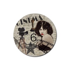 Vintage Cinema Rubber Coaster (round)  by Valentinaart