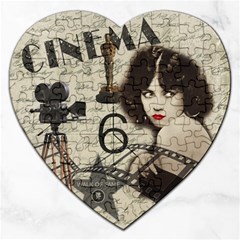 Vintage Cinema Jigsaw Puzzle (heart) by Valentinaart