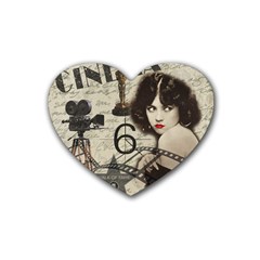 Vintage Cinema Heart Coaster (4 Pack)  by Valentinaart