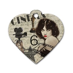 Vintage Cinema Dog Tag Heart (two Sides) by Valentinaart