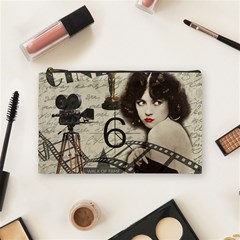 Vintage Cinema Cosmetic Bag (medium)  by Valentinaart