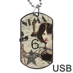 Vintage Cinema Dog Tag Usb Flash (two Sides) by Valentinaart