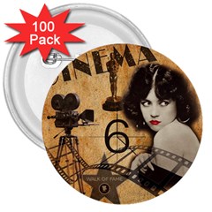 Vintage Cinema 3  Buttons (100 Pack)  by Valentinaart