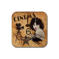 Vintage Cinema Rubber Coaster (square)  by Valentinaart