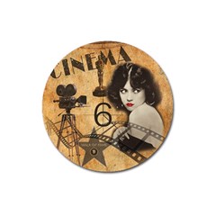 Vintage Cinema Magnet 3  (round) by Valentinaart